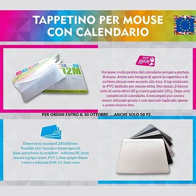 Tappetino per Mouse con Calendario