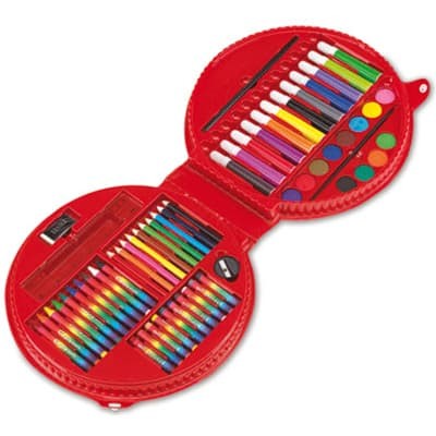 Astuccio con matite colorate - pennarelli - colori a cera
