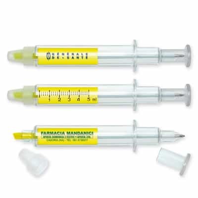 Penna a sfera - evidenziatore siringa