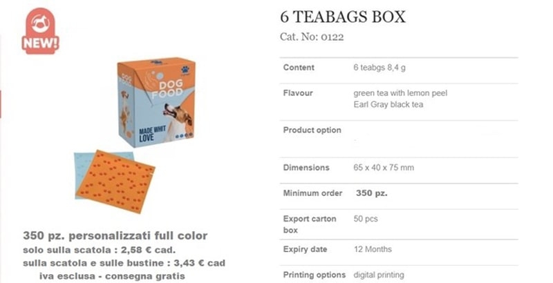 6 teabags box