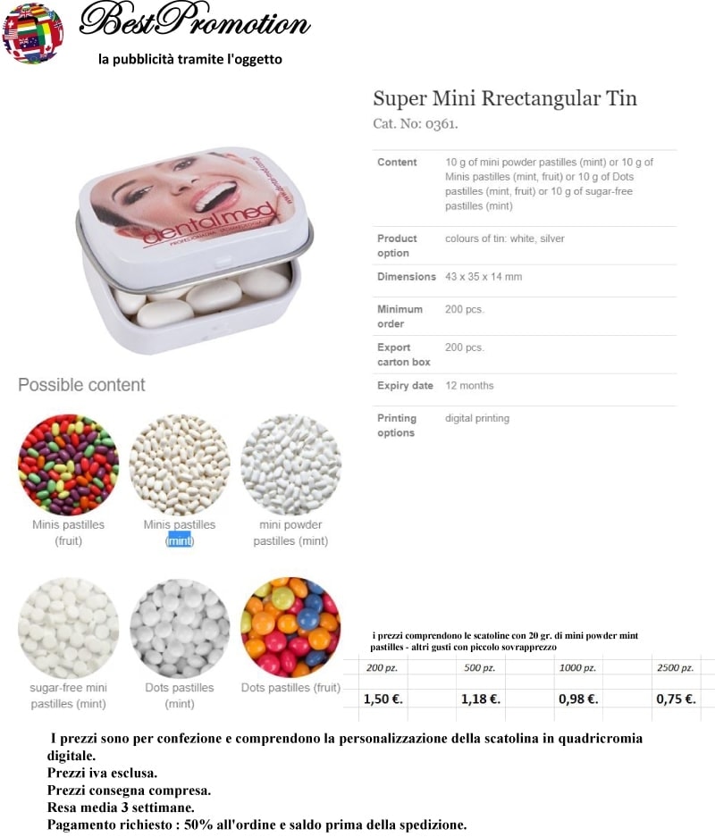 Super Mini Recyangular Tin 0361 personalizzato