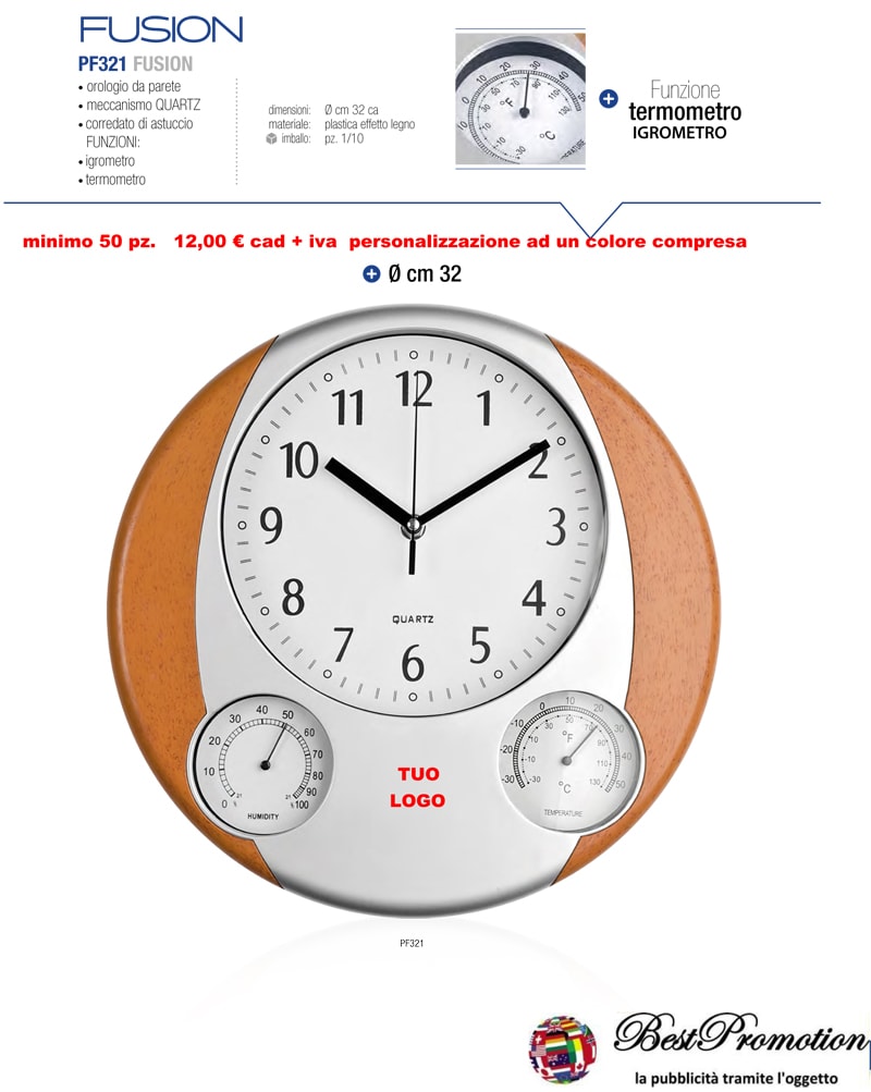 Orologio con Igrometro e Termometro Personalizzato