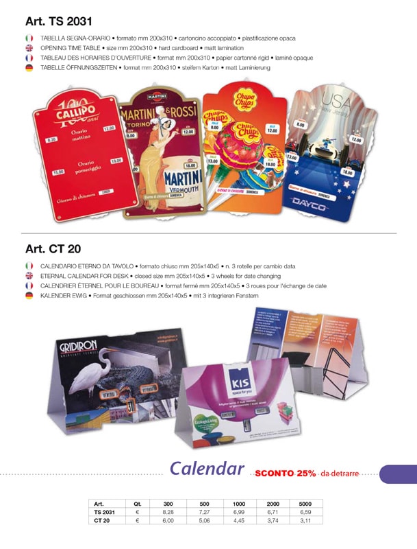 calendario eterno tavolo personalizzato
