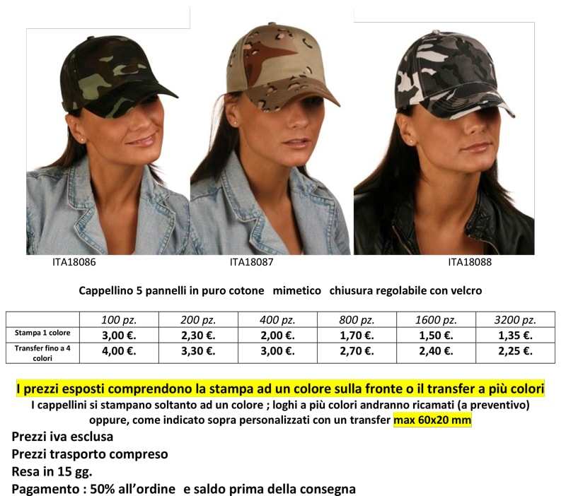 Cappellino militare personalizzato