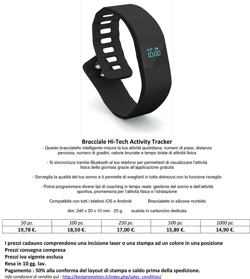 Bracciale Hi-tech Activity Tracker personalizzato
