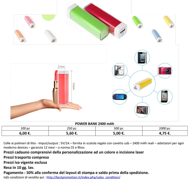 Power Bank Quadrata Personalizzata