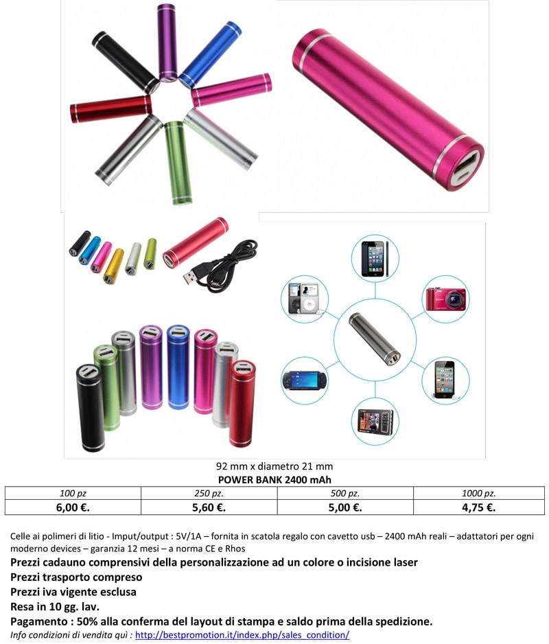 Power Bank tonda personalizzata