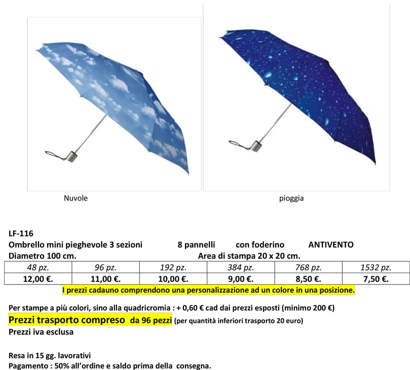 ombrello mini pieghevole personalizzato