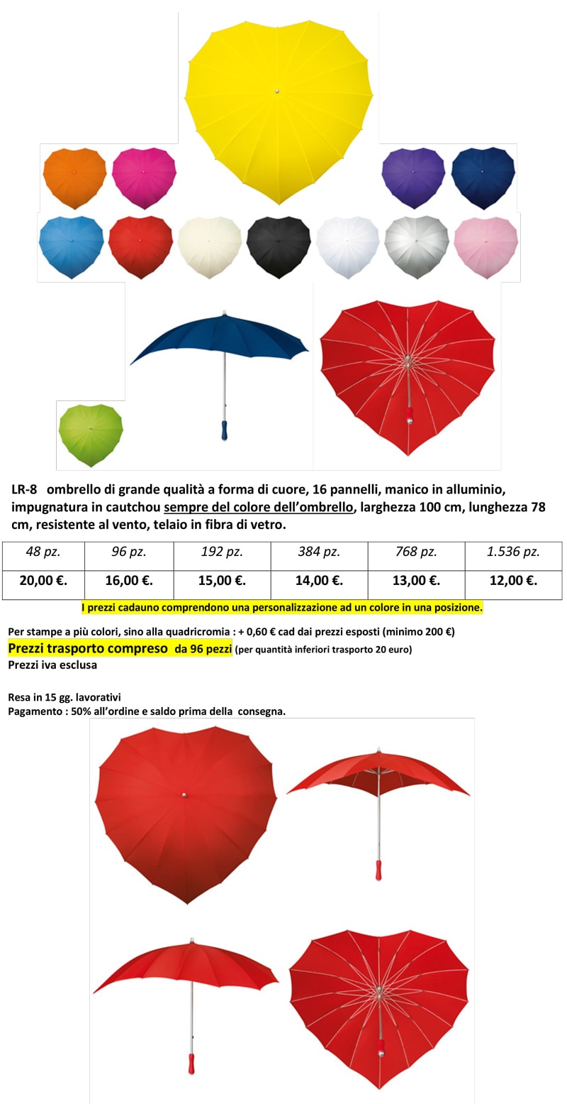 ombrello a forma di cuore personalizzato